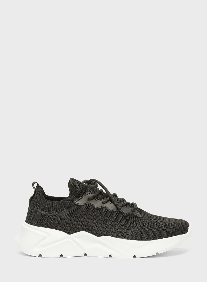 Textured Lace-Up Sneakers
