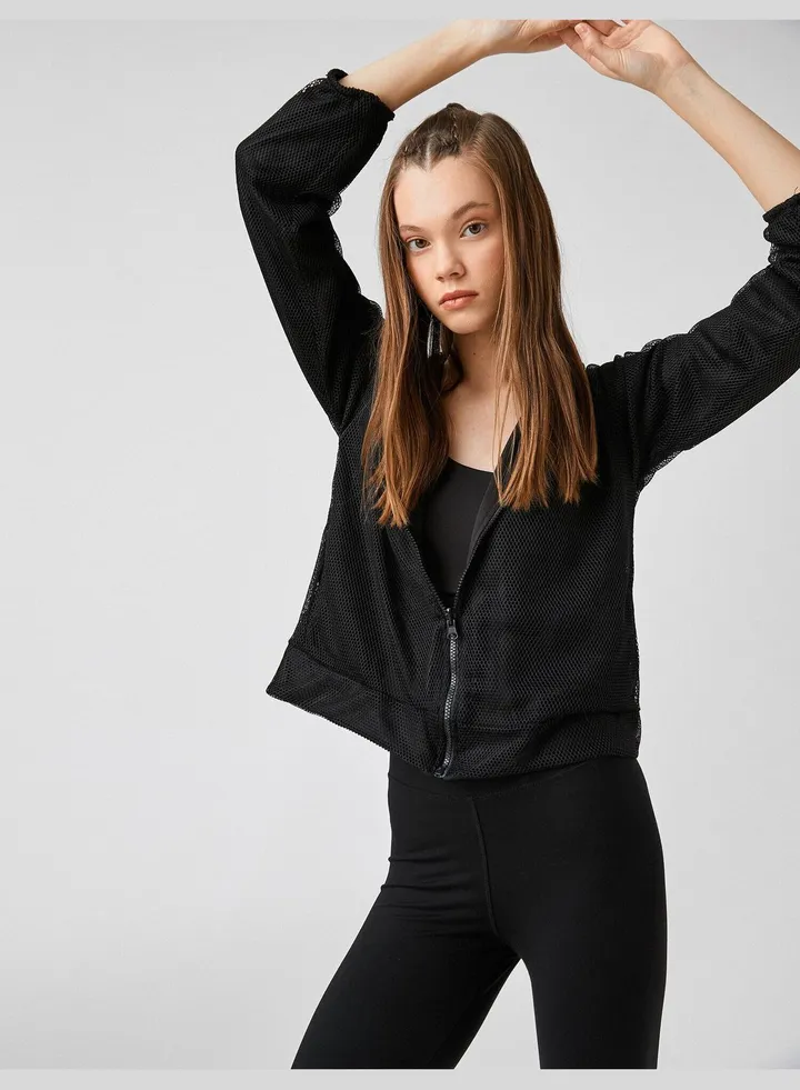 Zipper Detailed Outerwear Jacket