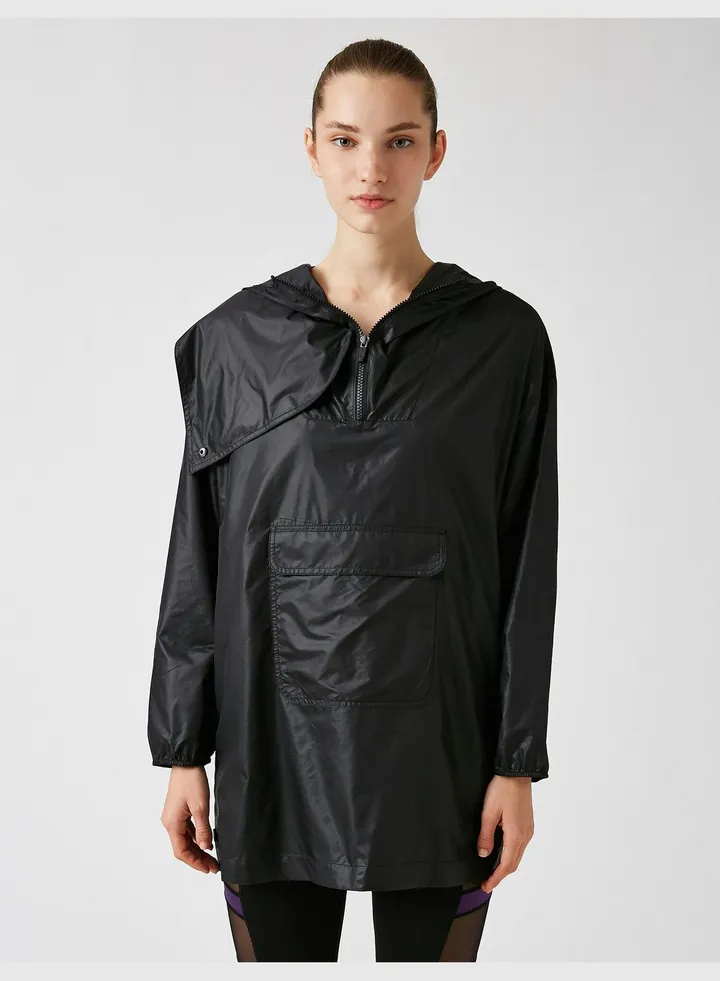 Hooded Pocket Detailed Zip Jacket
