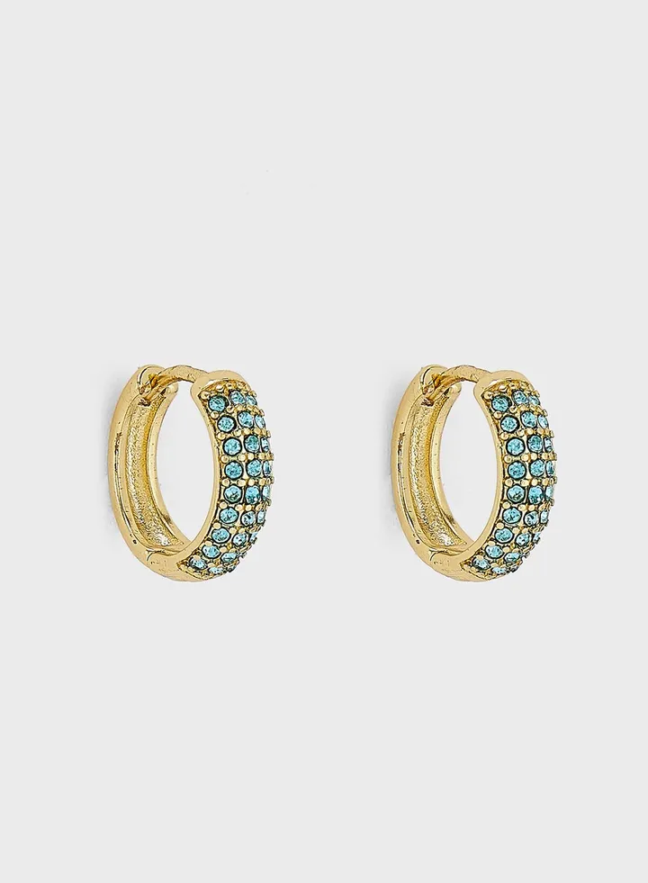 Embellished March Aquamarine Hoop Earrings