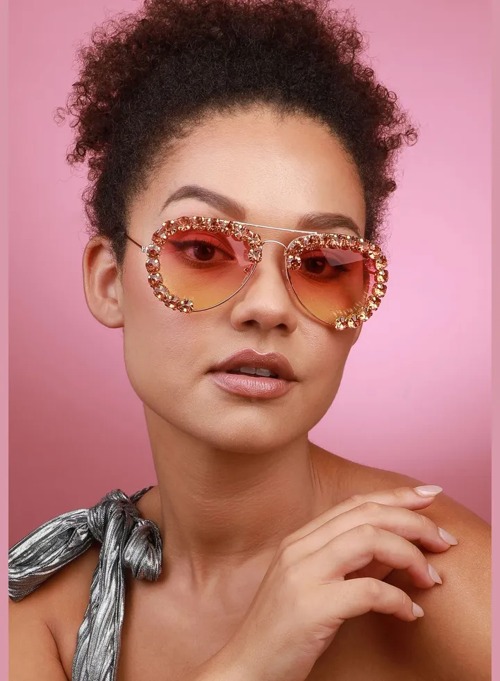Trendy Designer Stone Western Wear Sunglass For Women