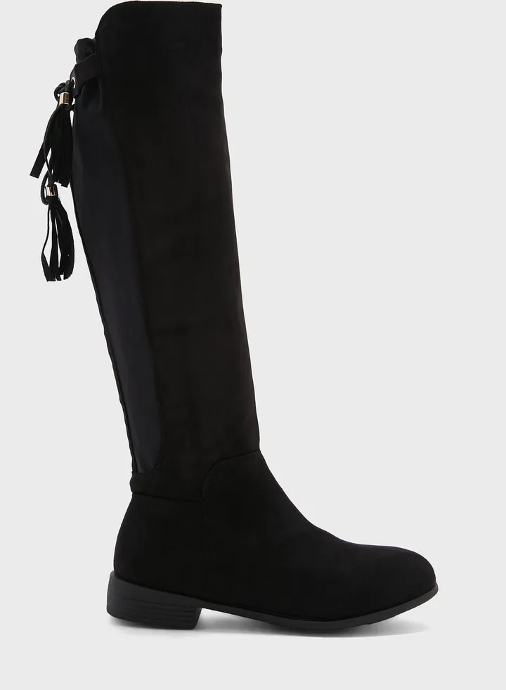Wide Fit Faux Suede Knee High Boot