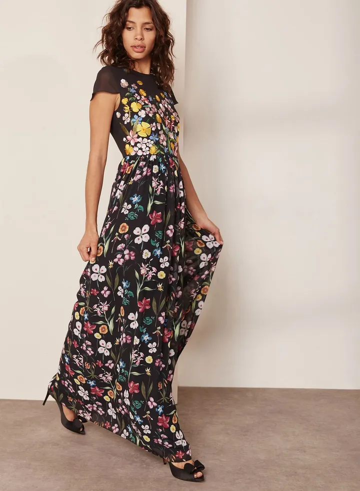 High Neck Printed Dress
