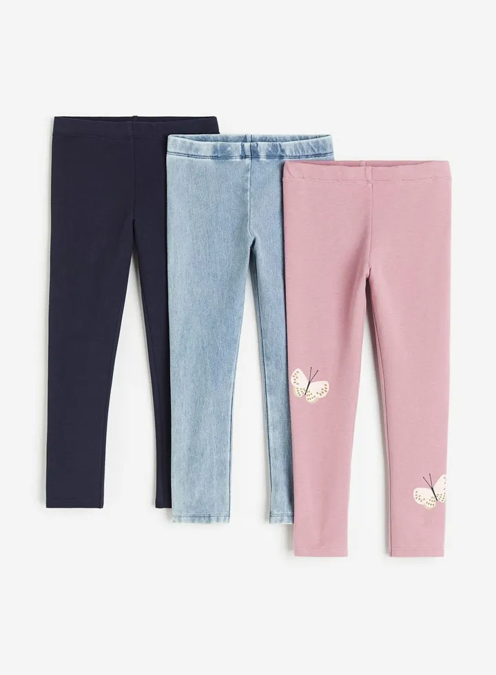 Kids 3 Pack Brushed-Inside Leggings