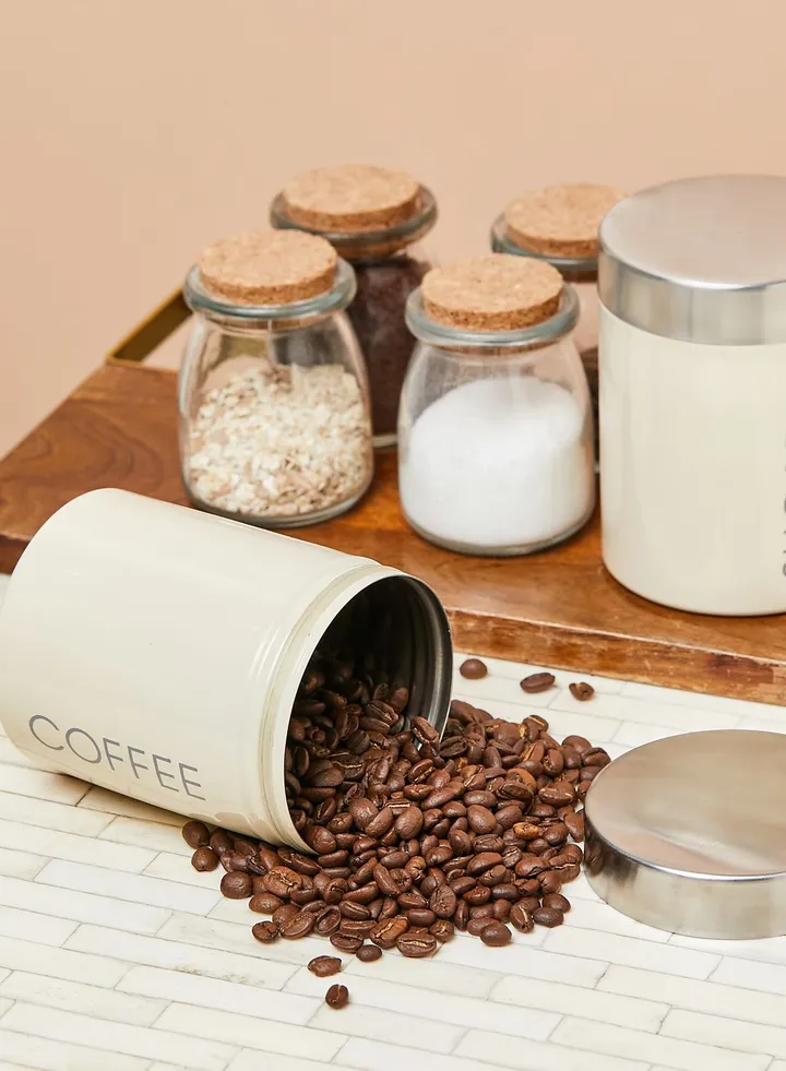 Cream Enamel Liberty Coffee Canister