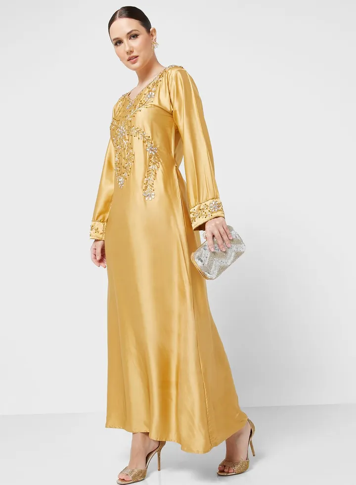Embellished Crew Neck Jalabiya