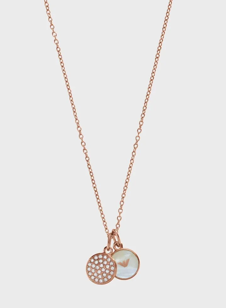 Embellished Logo Pendant Necklace