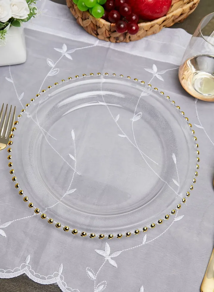 Gold Detail Glass Charger Plate