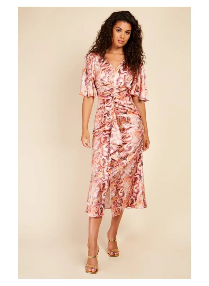 Little Mistress Marble Satin Midaxi