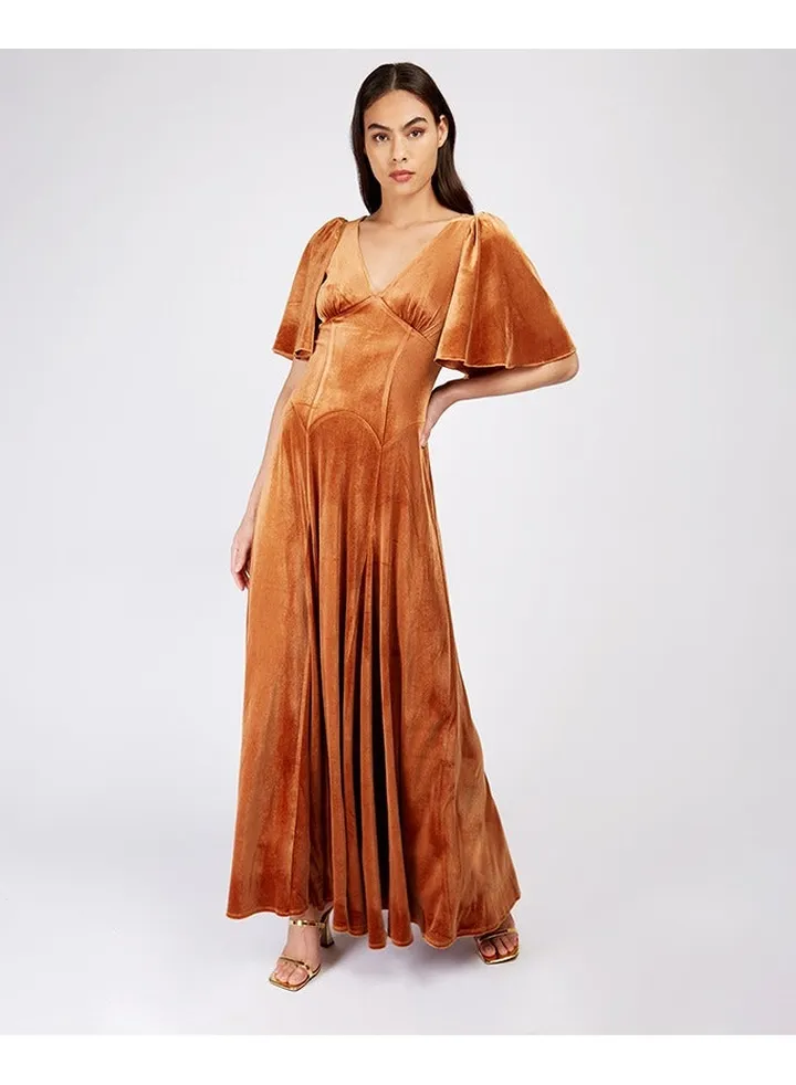 Little Mistress Gold Velvet Maxi