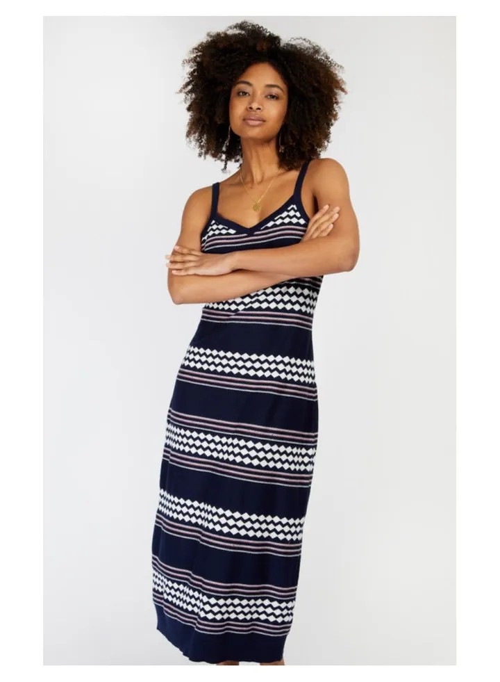 Little Mistress Navy Knit Midi Dress