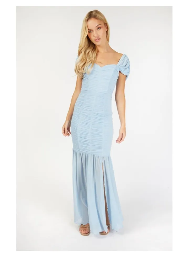 Little Mistress Blue Ruched Maxi