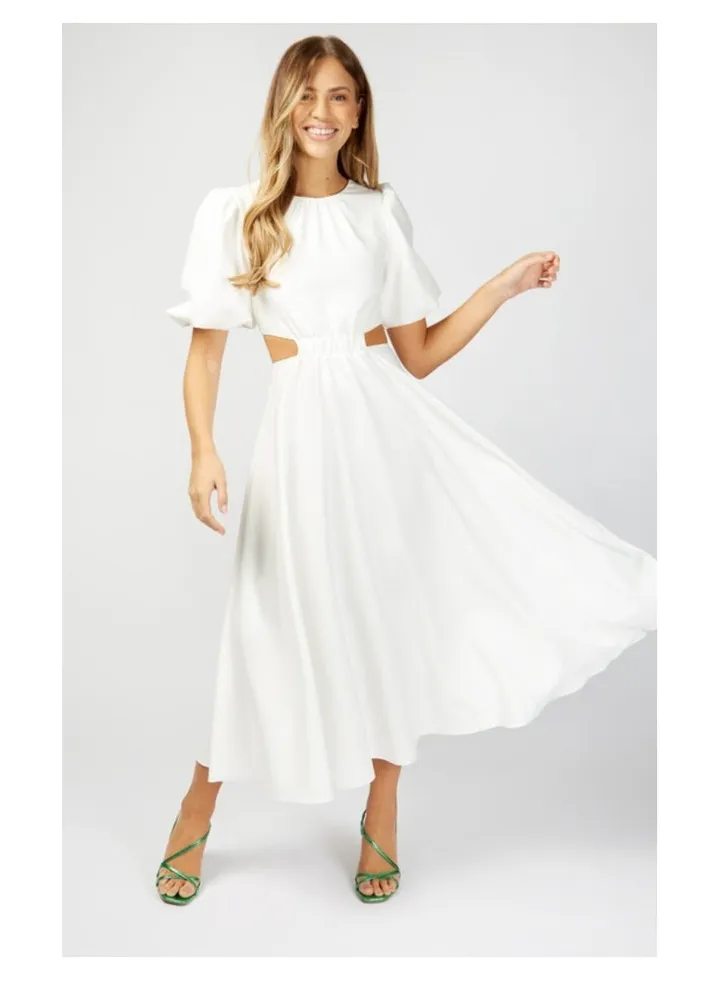 Little Mistress White Cut Out Midi