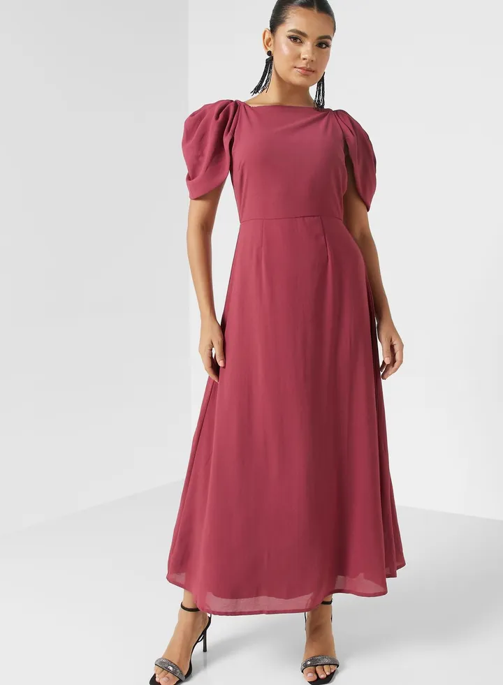 Puff Sleeve A-Line Dress