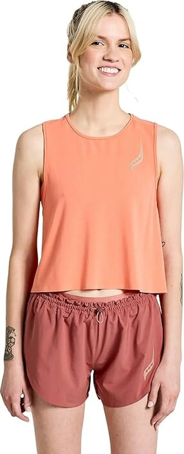 Saucony Pinnacle Crop Tank (Zenith) Women's Clothing