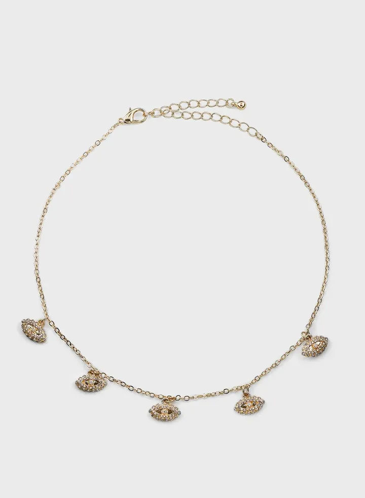 Evil Eye Rhinestone Choker Necklace
