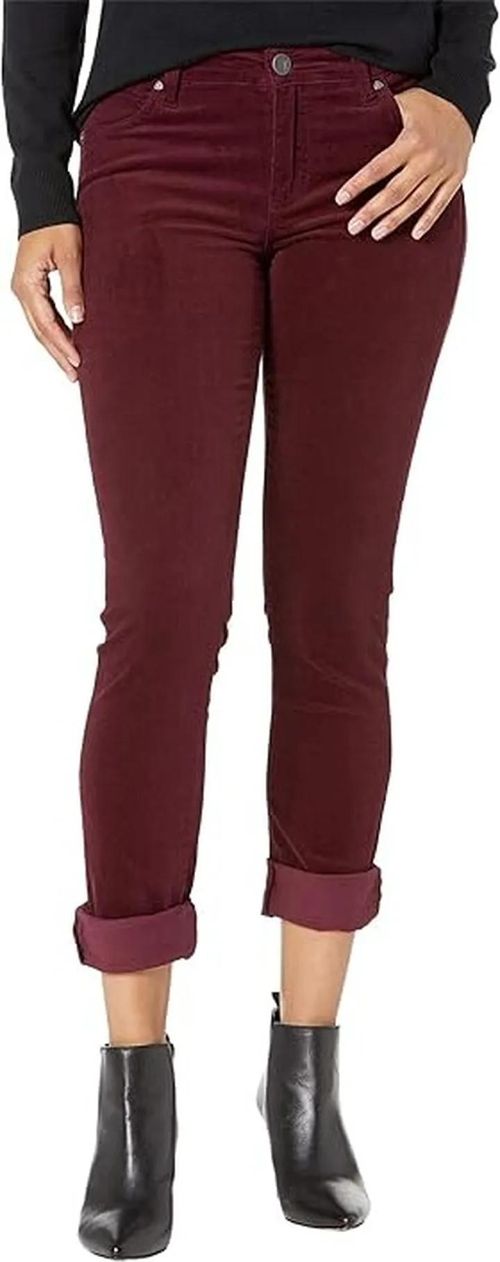 KUT from the Kloth Catherine Boyfriend in Corduroy (Wine) Women's Casual Pants