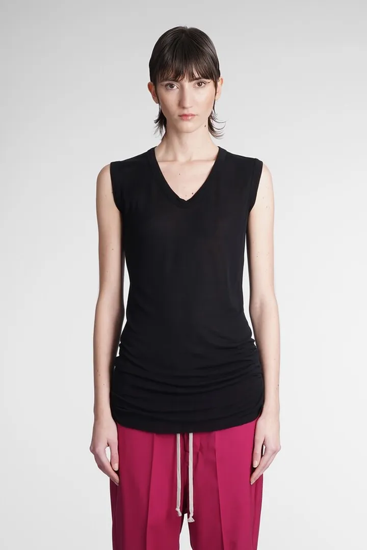 V Neck Sl T Topwear In Black Viscose