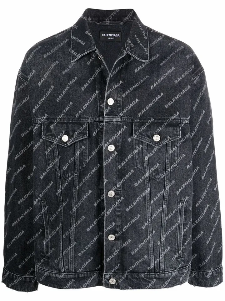 Typo logo-print denim jacket