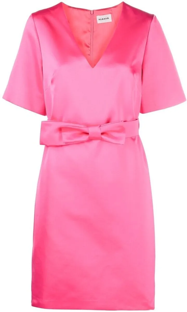 belted V-neck mini dress
