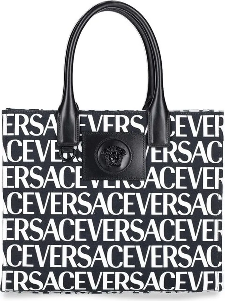 Versace Allover Logo Printed Tote Bag