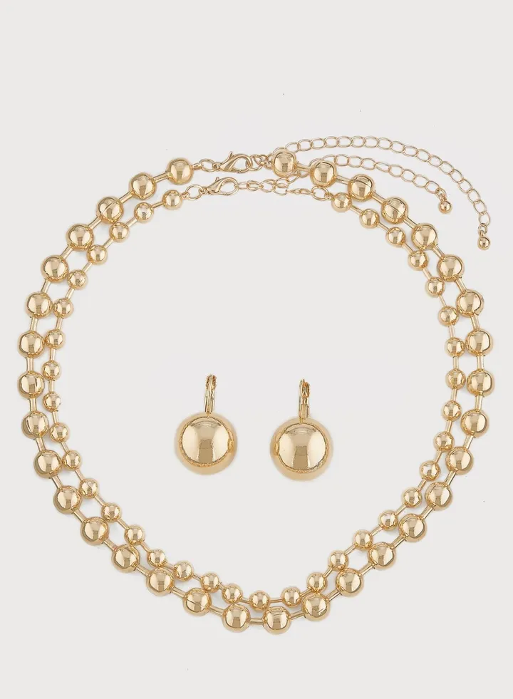 Ball Chain Necklace & Earrings Set