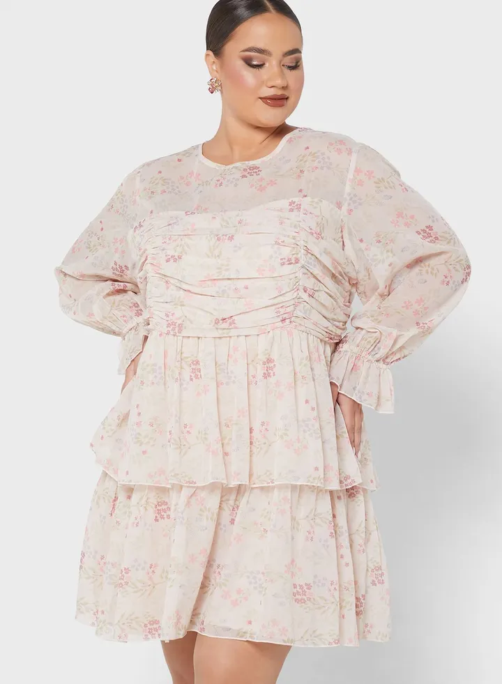 Ruffle Floral Printed Dress