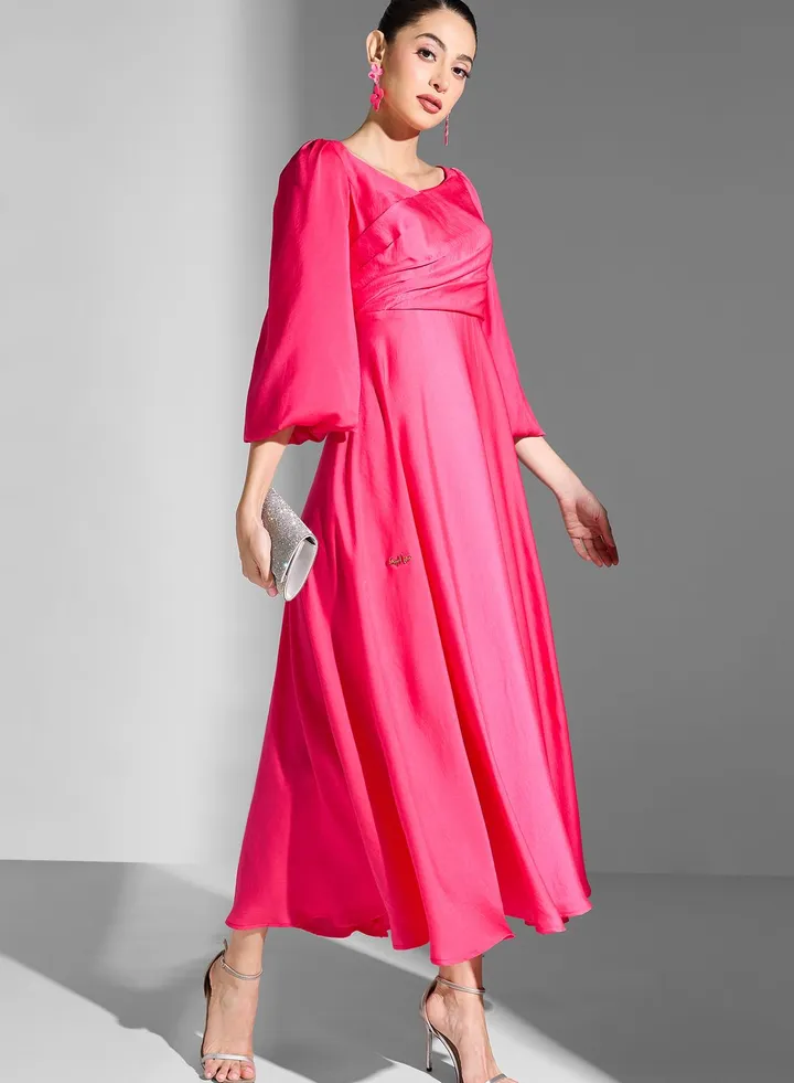 Woven Flared Sleeve Dress