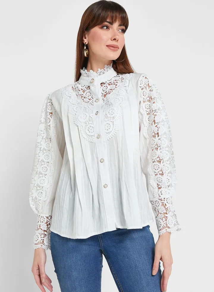 High Neck Lace Blouse