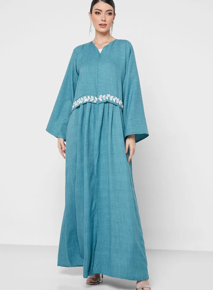 V-Neck Embellished Abaya