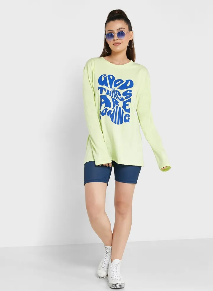 Long Sleeve Graphic Tee & Shorts Set