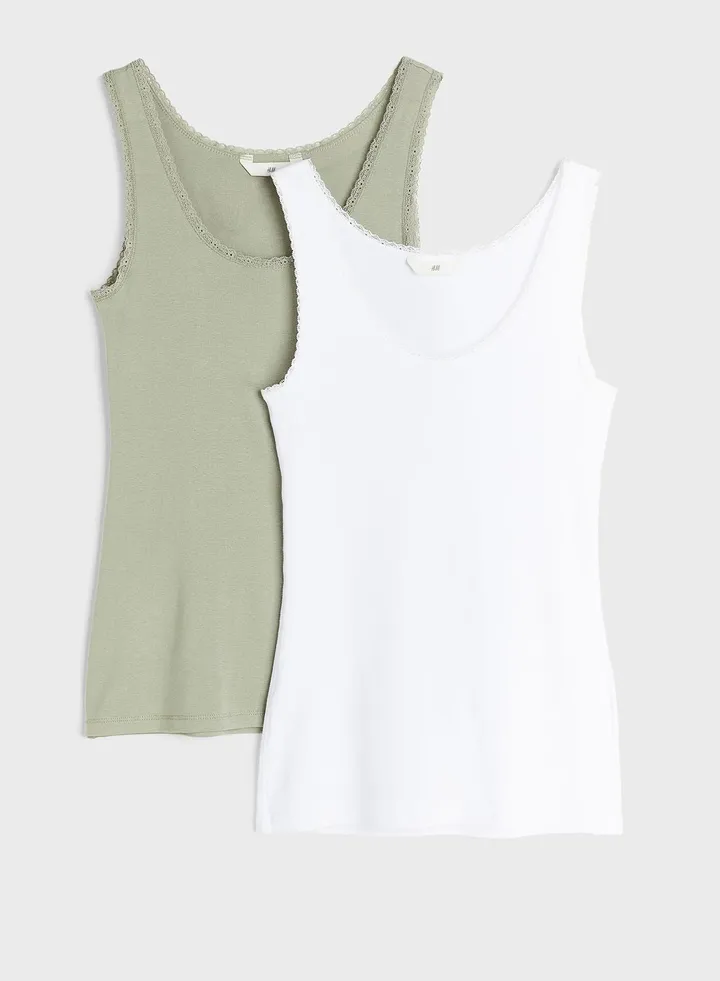 2 Pack Scoop Neck Vest Top
