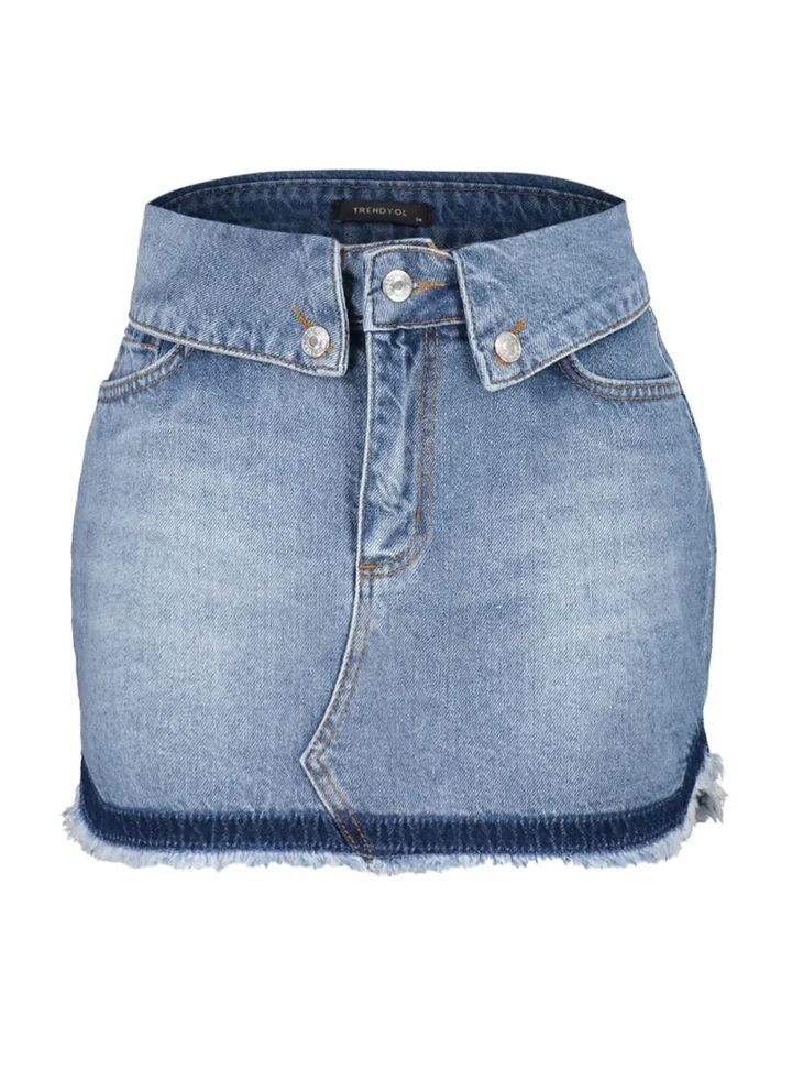 High Waist Denim Mini Skirt
