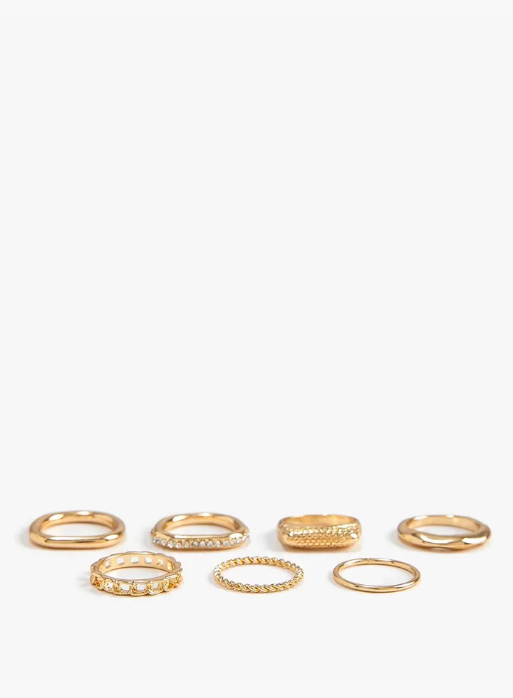 Ring Set 6 Pack Metal Thin Textured