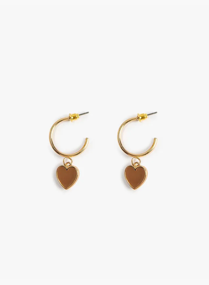Heart Shaped Hoop Earrings Pendant