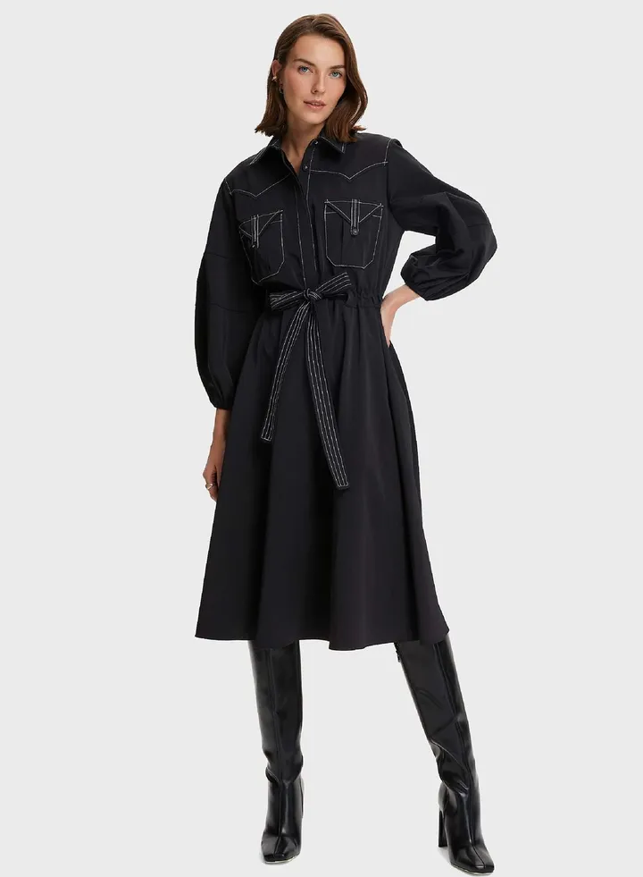 Tie Pocket Detail Dress
