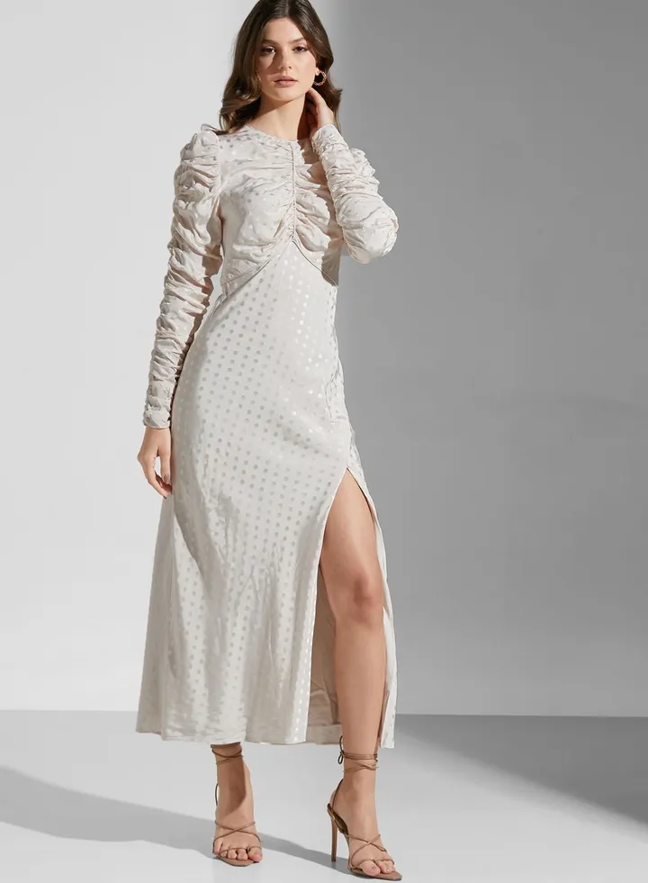 Ruched Detail Side Split Dress
