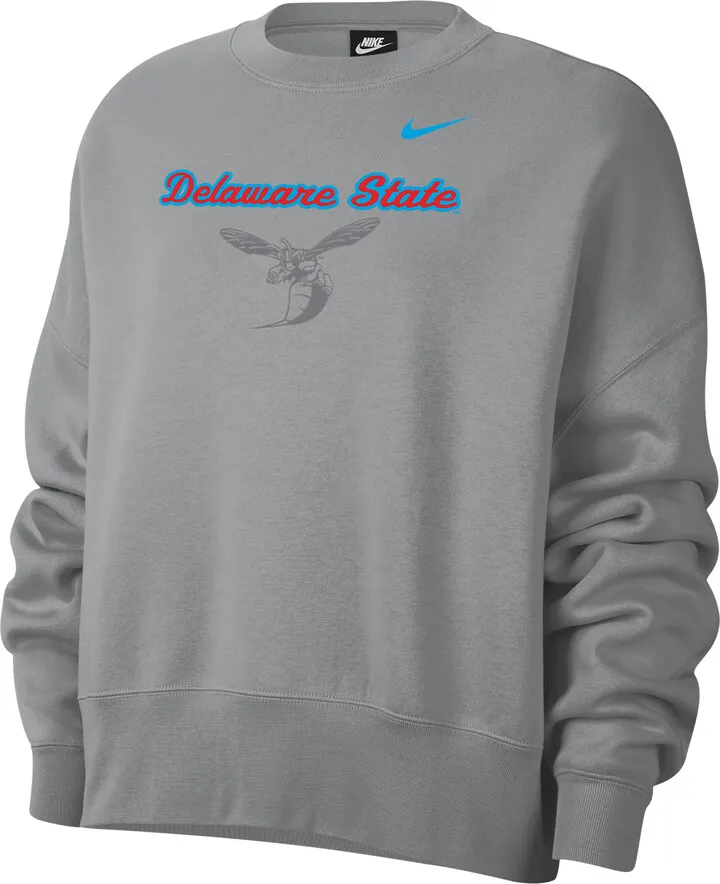 Nike Women's College (Delaware State) Crew-Neck Sweatshirt in Grey