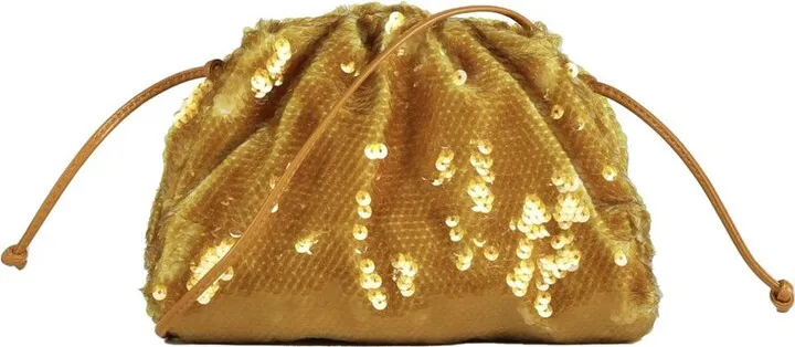 Bottega Veneta Sequin-Embellished Ruched Crossbody Bag