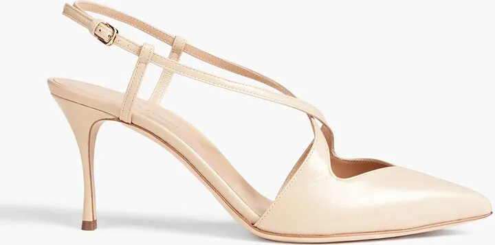 Cutout leather slingback pumps