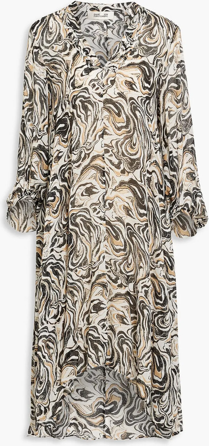 Ileana asymmetric printed chiffon dress