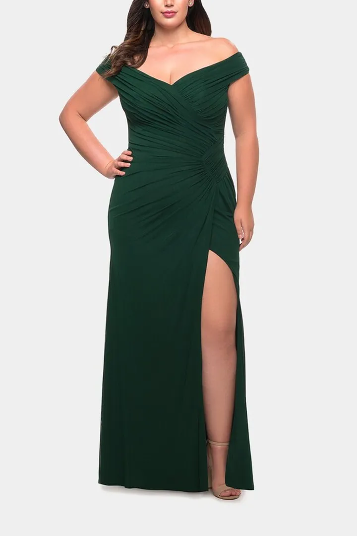 Flattering Ruched Off The Shoulder Plus Size Dress