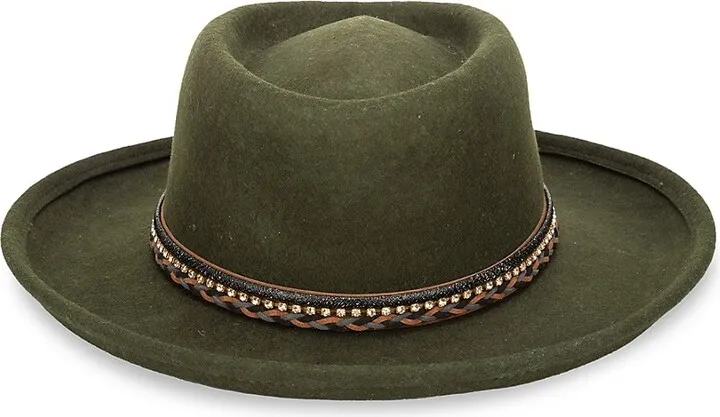 Gambler Rhinestone Wool Band Hat