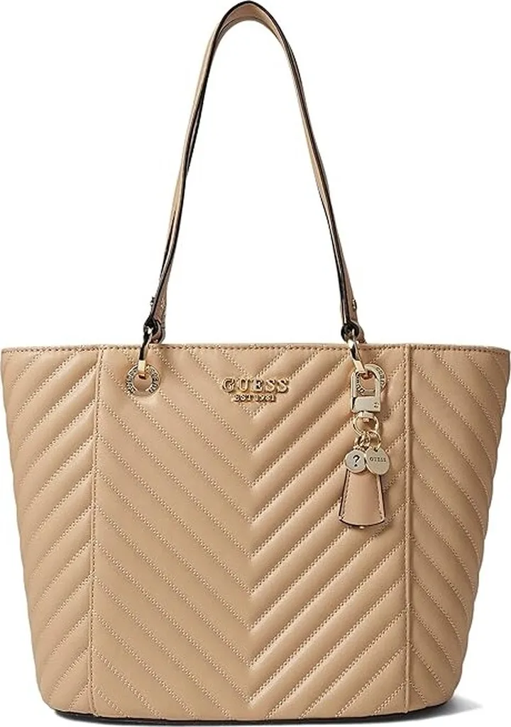 GUESS Noelle Small Elite Tote (Beige) Tote Handbags