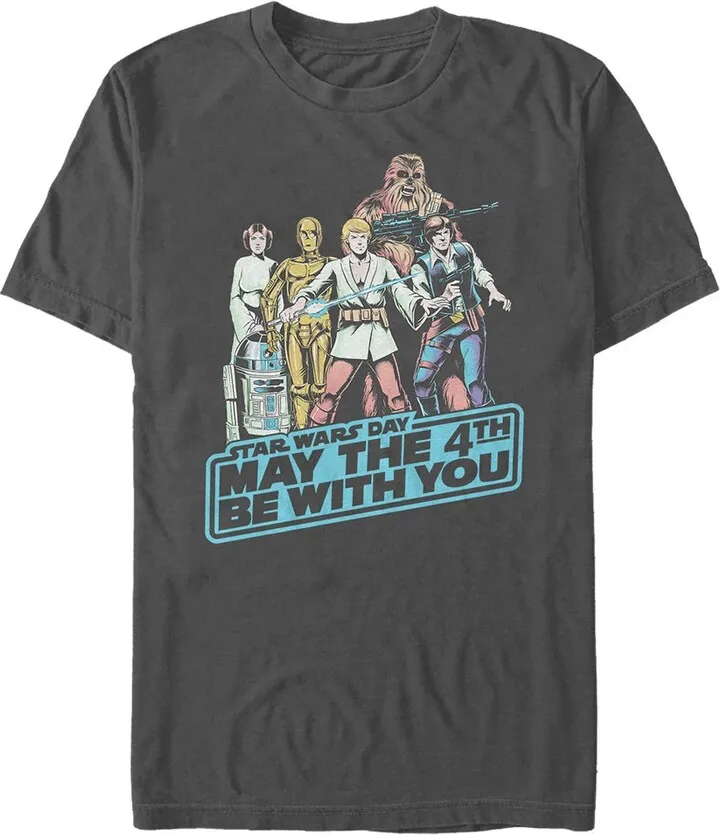 Men's Star Wars May the Fourth Classic Poster T-Shirt - Charcoal - Medium