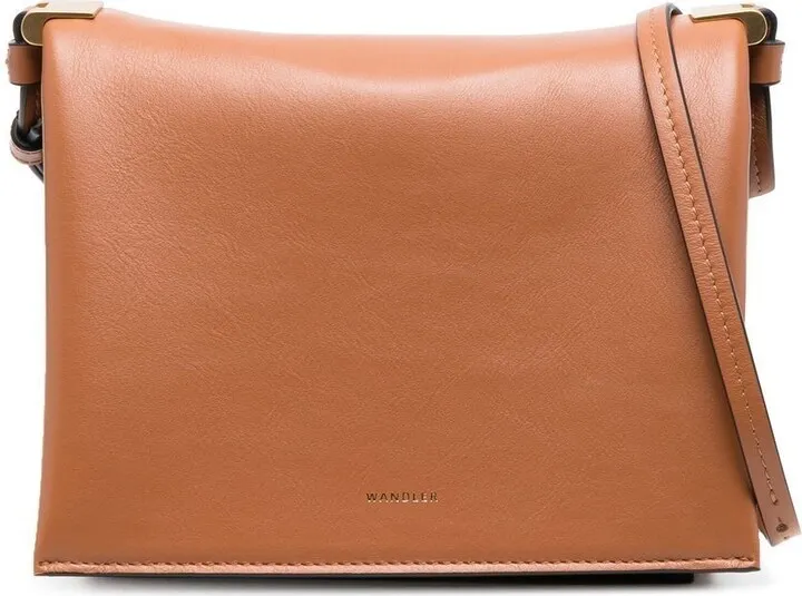 Brown Uma Box Leather Shoulder Bag
