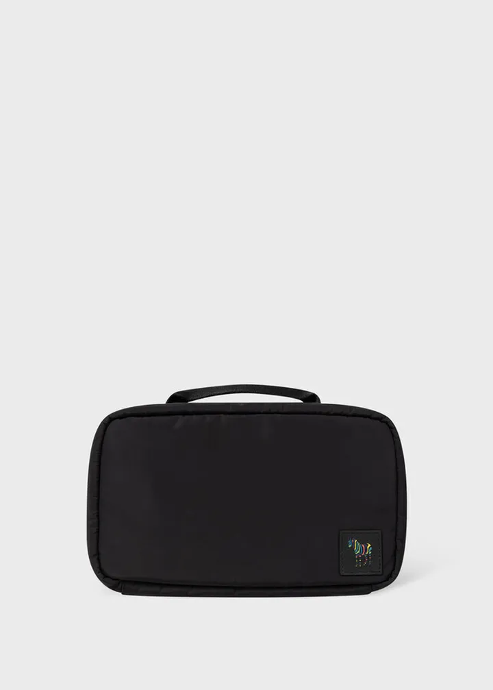 Black Recycled Polyester Zebra Wash Bag