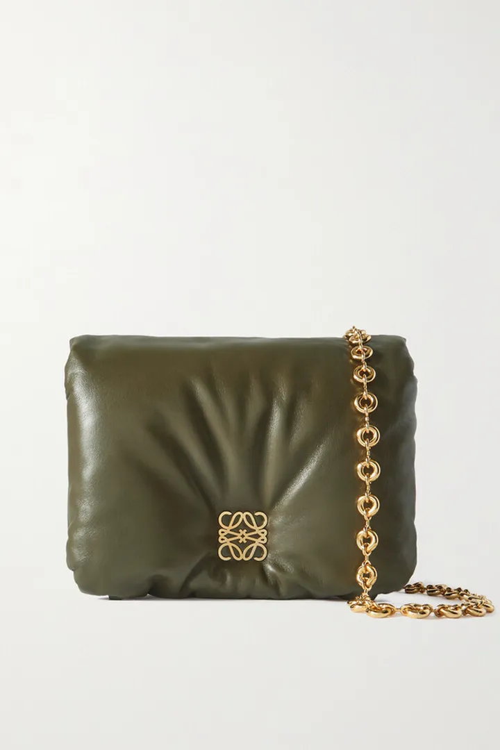 Loewe - Puffer Goya Padded Leather Down Shoulder Bag - Green