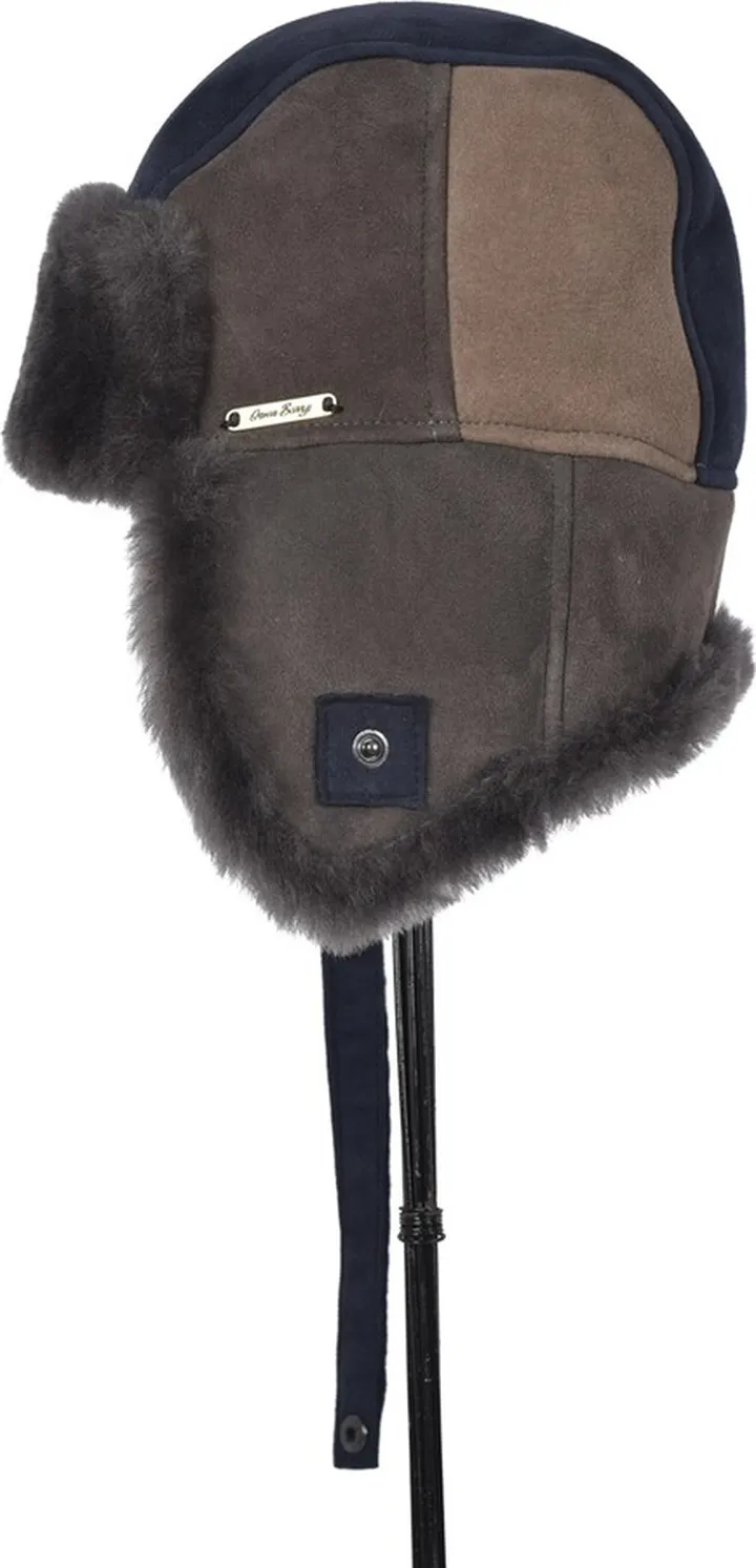 Owen Barry - Sheepskin Trapper Cromita Grey Navy Patchwork