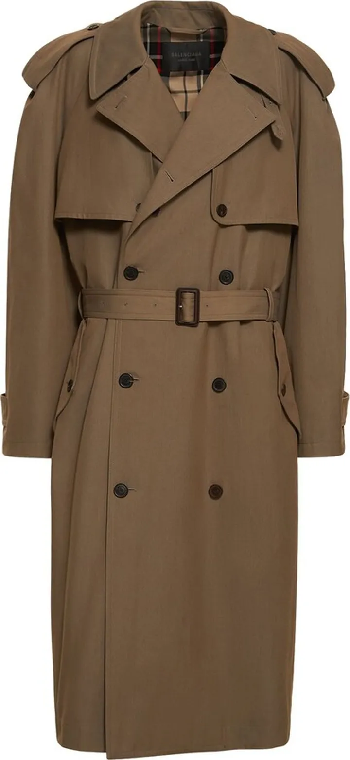 Oversized wool & cotton trench coat